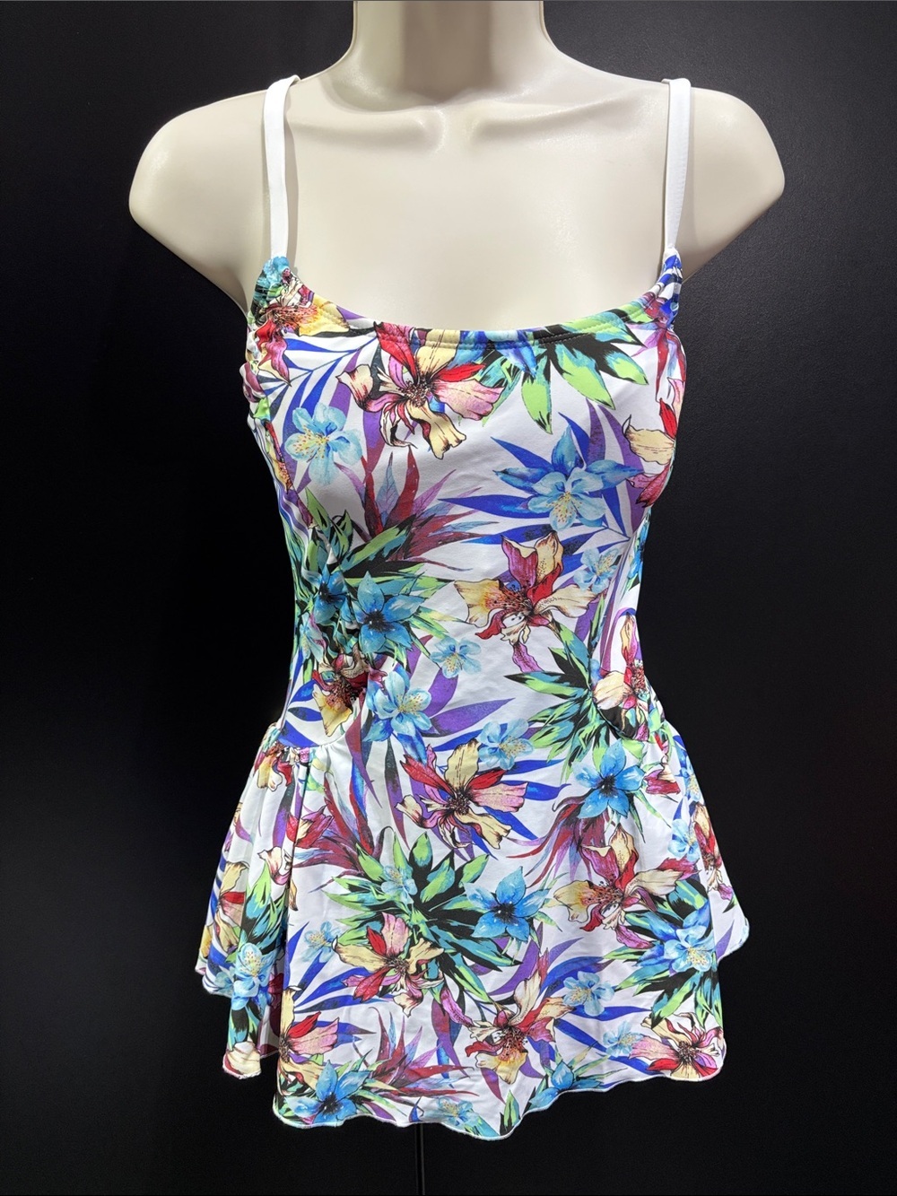MS. DAISY Swim dress,adjustable straps,full coverage,tropical Floral